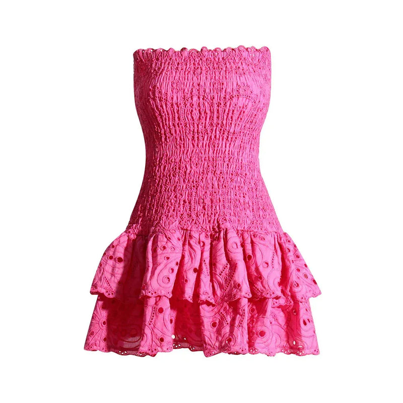 Vestido  Mini Em Babados - Modelo liza